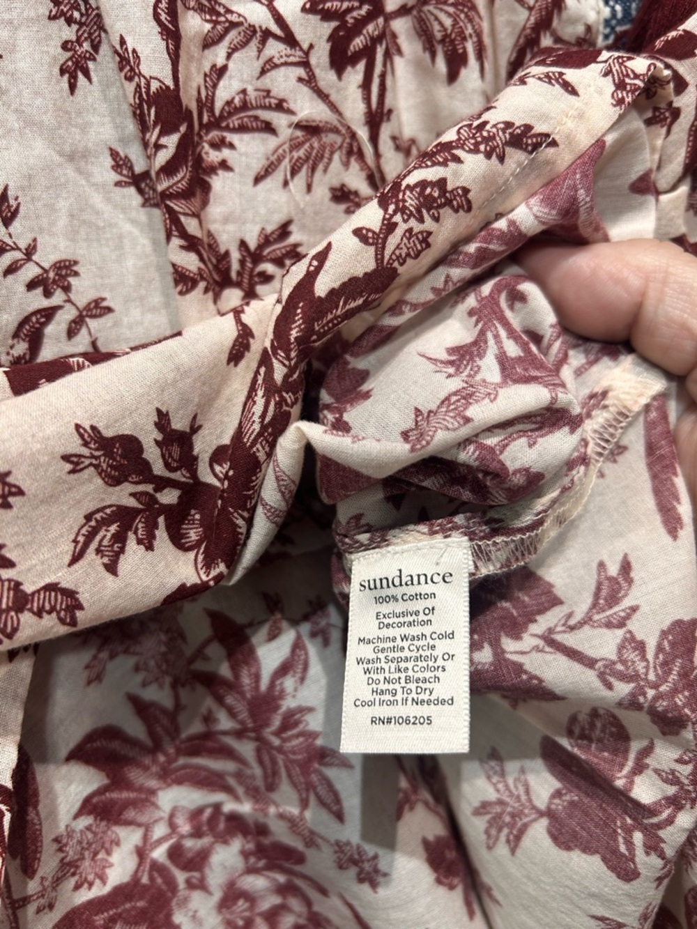 Sundance Loise Toile Long Sleeve Peasant Floral Cotton Boho Blouse Top Size L - Picture 5 of 5